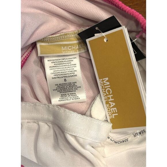 Michael Kors Women's One-Shoulder Side-Cutout Swimsuit Pink Size 8 new - Picture 5 of 5